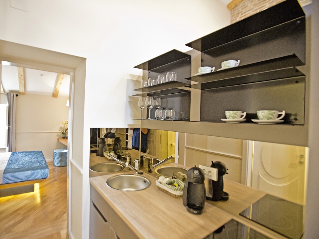 Kuhinja apartmana u staroj palači, interior